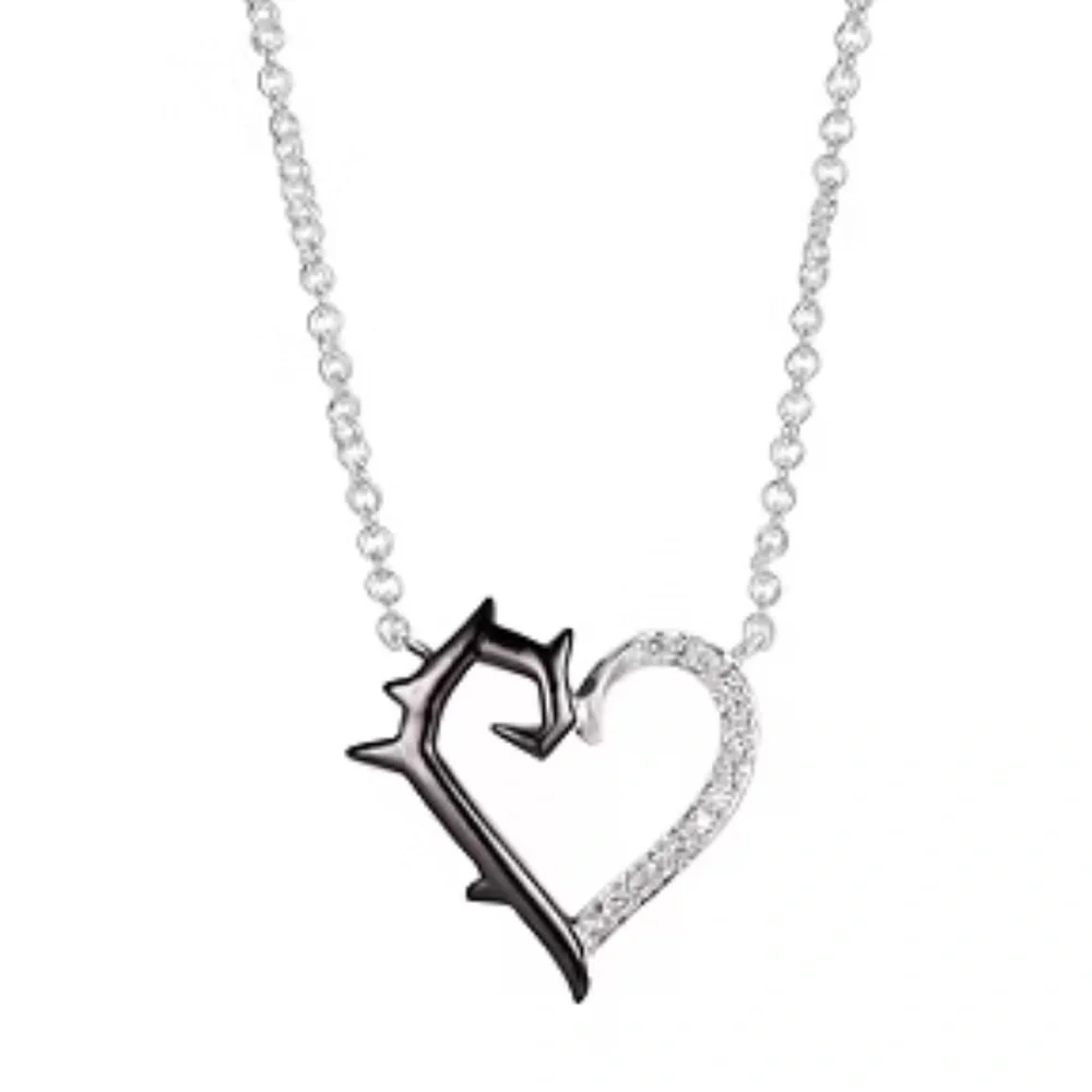 Disney Villains Black & Silver Heart Necklace (Maleficent) - Picture 2 of 4